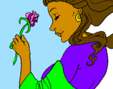 Coloring page Princess with a rose painted byNesia C