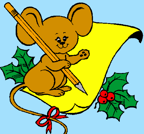 Coloring page Mouse with pencil and paper painted byMarga