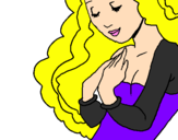 Coloring page Princess with eyes closed painted by5