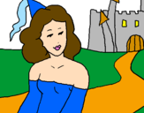 Coloring page Princess and castle painted byjillian