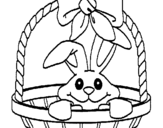 Coloring page Bunny in basket painted byyuan