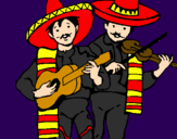 Coloring page Mariachi musicians painted bymichele