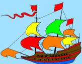 Coloring page 17th century sailing boat painted byBELDEN