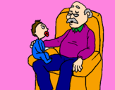 Coloring page Grandfather and grandchild painted byMollyTorsvik