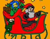 Coloring page Father Christmas in his sleigh painted bymichele