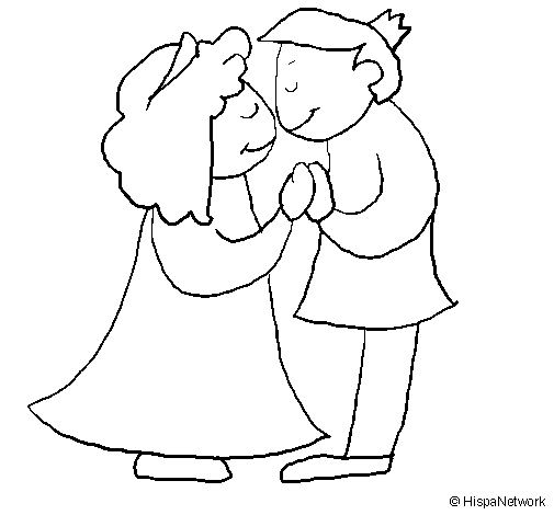Coloring page Prince and princess kissing painted bydayana