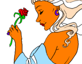 Coloring page Princess with a rose painted bybluv