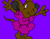 Coloring page Rat wearing dress painted bymichele