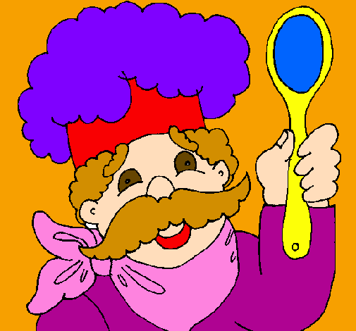 Coloring page Chef with moustache painted bynórá