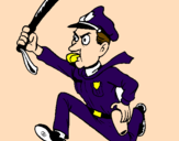 Coloring page Police officer running painted byTOTIY