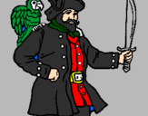 Coloring page Pirate with parrot painted bysaul