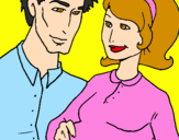 Coloring page Father and mother painted byICHA