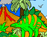 Coloring page Family of Tuojiangosaurus painted byyoyo