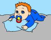 Coloring page Baby playing painted byjosue