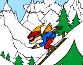 Coloring page Skier painted byMarga