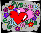 Coloring page Hearts and flowers painted byKaitlin