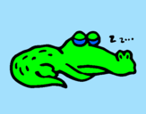 Coloring page Sleeping crocodile painted bycharlotte