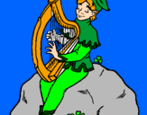 Coloring page Elf playing the harp painted bySamantha