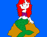 Coloring page Mermaid sitting on a rock painted bysydnee