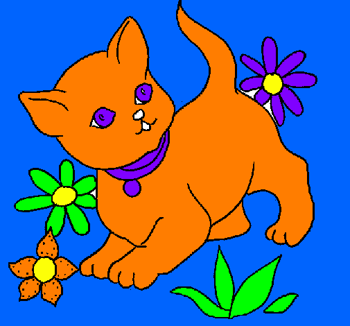 Coloring page Kitten painted bysally