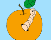 Coloring page Apple with worm painted byDANI