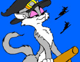 Coloring page Witch cat painted bylaura