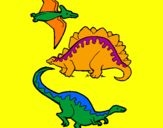 Coloring page Three types of dinosaurs painted by[zygis] ir [ausrine]mig.]