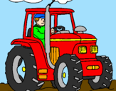 Coloring page Tractor working painted byEUGENE