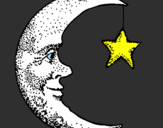 Coloring page Moon and star painted byJess