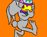 Coloring page Rabbit and Easter egg painted byBailey