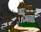 Coloring page Haunted house painted byachier