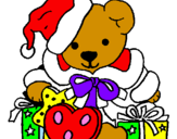 Coloring page Little bear with Christmas hat painted bycristina
