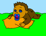 Coloring page Baby playing painted byGABRIELLE