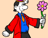 Coloring page Cheerful man with a flower painted byRutuja
