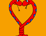 Coloring page Snakes in love painted byjulz