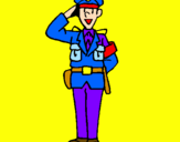 Coloring page Police officer waving painted byberat