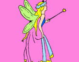 Coloring page Fairy with long hair painted bypearl