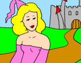 Coloring page Princess and castle painted byMavi