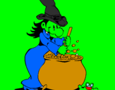 Coloring page Witch casting a spell painted byjudith