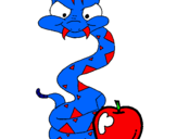 Coloring page Snake and apple painted byazul