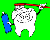Coloring page Tooth cleaning itself painted byOliver A