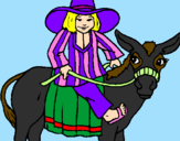 Coloring page Indian on a donkey painted byCandie