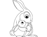 Coloring page Mother rabbit painted byjazy