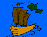 Coloring page Sailing boat painted byjoel