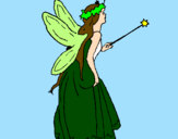 Coloring page Fairy with long hair painted bycris