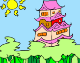 Coloring page Japanese house painted bylikuna