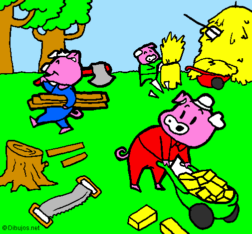 Coloring page Three little pigs 1 painted byZac