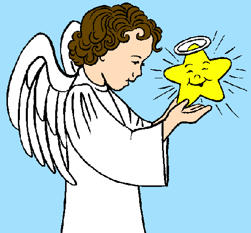 Coloring page Angel and star painted bymetania