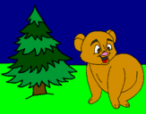 Coloring page Bear and fir tree painted byJ-star