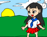 Coloring page Manga schoolgirl painted byCandie